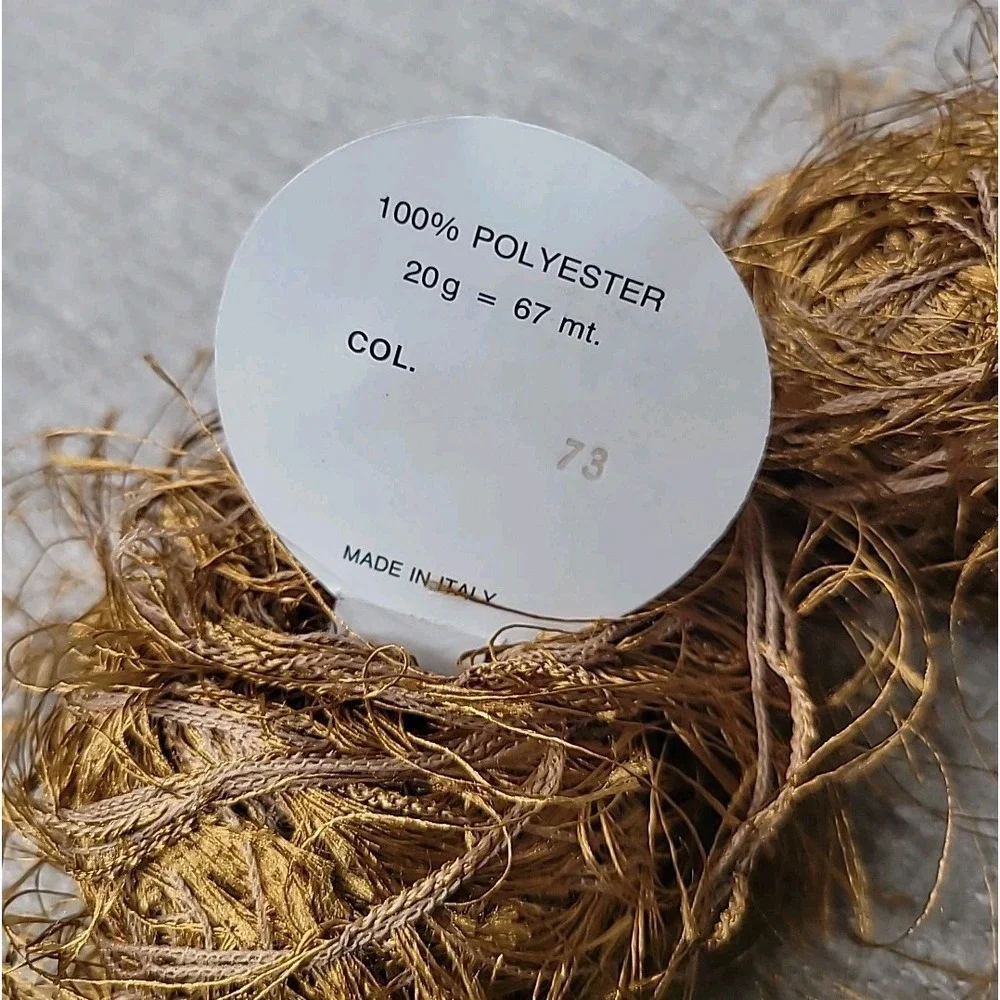 2 - Trendsetter Metal Eyelash Yarn Skeins #73 Metallic‎ Gold 20 Grams Each